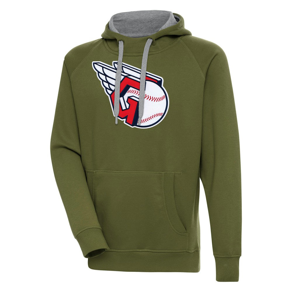 Cleveland Guardians Antigua Victory Pullover Hoodie Olive