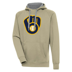 Milwaukee Brewers Antigua Victory Pullover Hoodie Khaki
