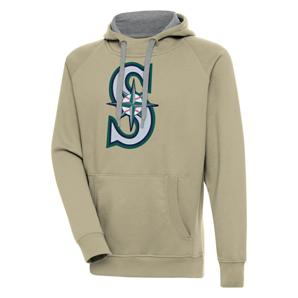 Seattle Mariners Antigua Victory Pullover Hoodie Khaki