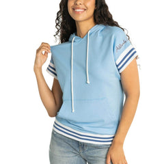 Atlanta Braves Lusso Women's Mabel Tri-Blend Short Sleeve Pullover Hoodie Light Blue