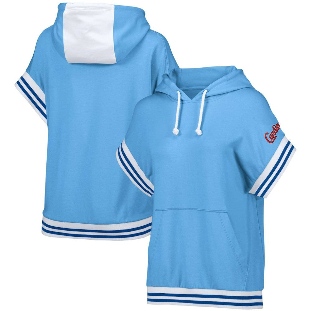 St. Louis Cardinals Lusso Women's Mabel Tri-Blend Short Sleeve Pullover Hoodie Light Blue