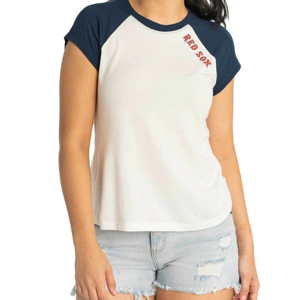 Boston Red Sox Lusso Women's Nikki Raglan T-Shirt White