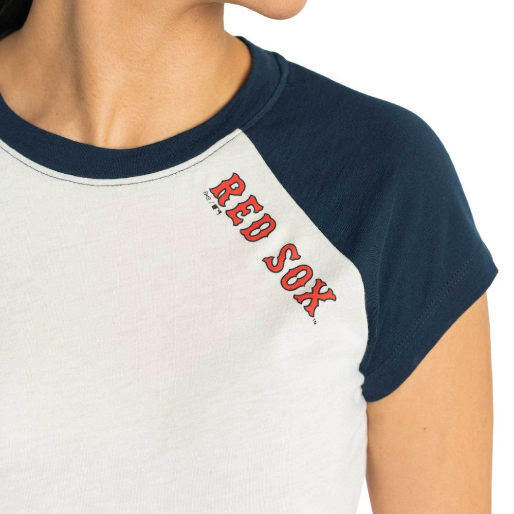 Boston Red Sox Lusso Women's Nikki Raglan T-Shirt White
