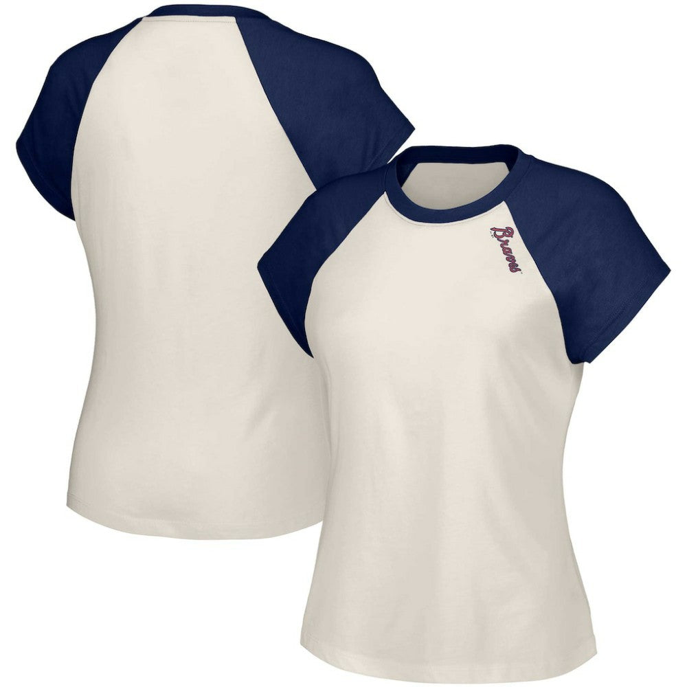 Atlanta Braves Lusso Women's Nikki Raglan T-Shirt White