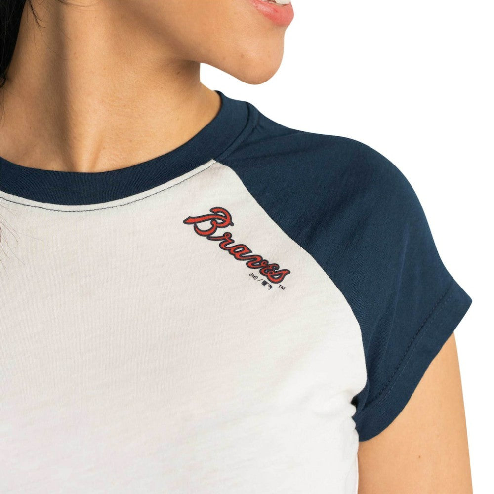 Atlanta Braves Lusso Women's Nikki Raglan T-Shirt White