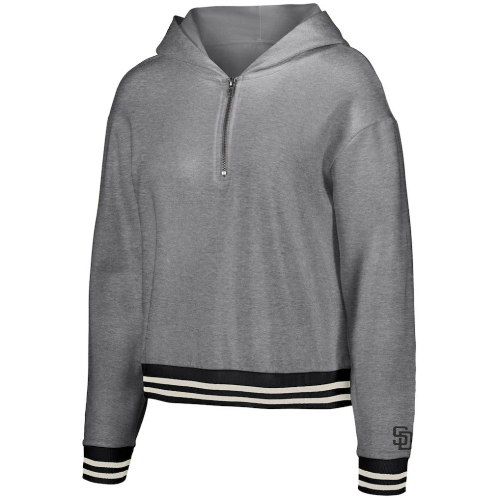 San Diego Padres Lusso Women's Magnolia Tri-Blend Quarter-Zip Hoodie Gray