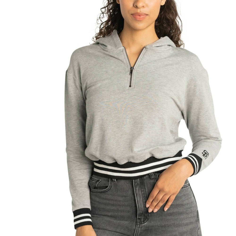 San Diego Padres Lusso Women's Magnolia Tri-Blend Quarter-Zip Hoodie Gray