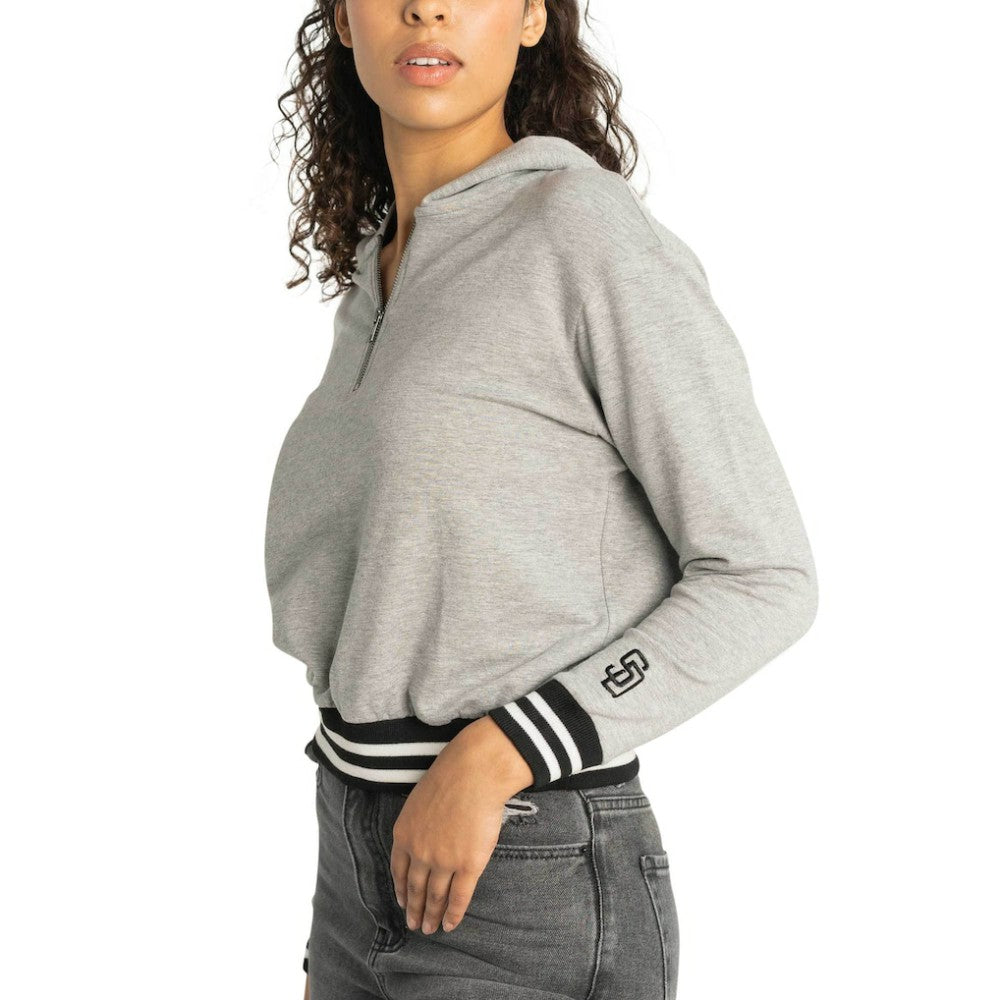 San Diego Padres Lusso Women's Magnolia Tri-Blend Quarter-Zip Hoodie Gray