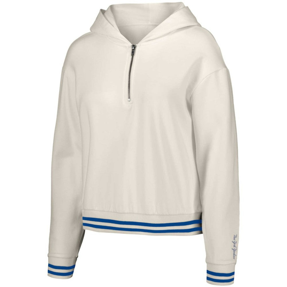 New York Yankees Lusso Women's Magnolia Tri-Blend Quarter-Zip Hoodie White