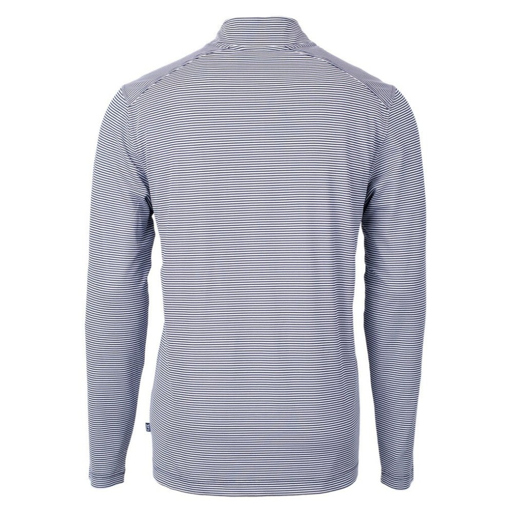 Minnesota Twins Cutter & Buck Virtue Eco Pique Micro Stripe Recycled Quarter-Zip Pullover Top Navy/White