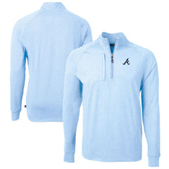 Atlanta Braves Cutter & Buck Adapt Eco Knit Stretch Recycled Quarter-Zip Pullover Top Heather Light Blue