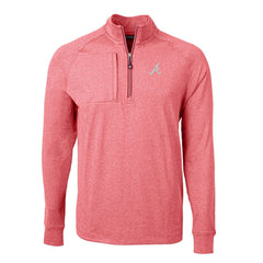 Atlanta Braves Cutter & Buck Adapt Eco Knit Stretch Recycled Quarter-Zip Pullover Top Heather Red