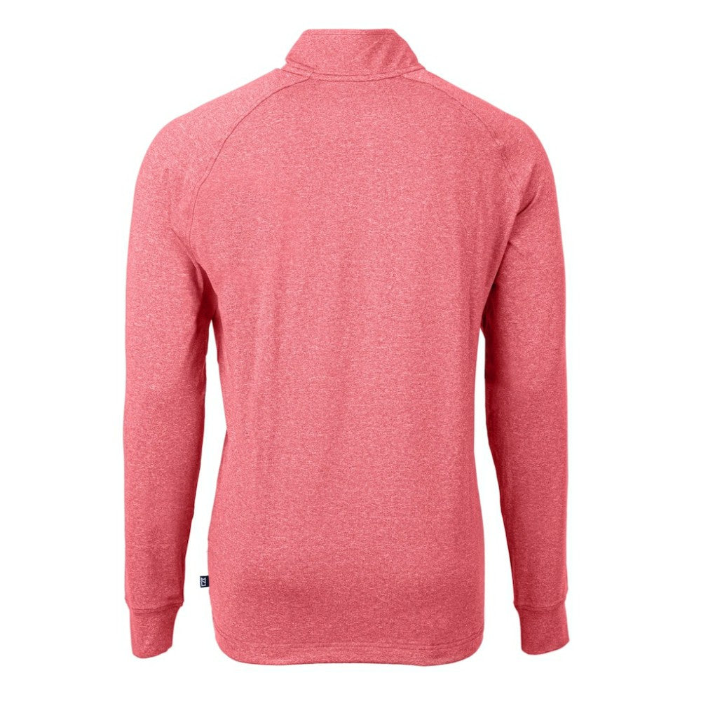 Atlanta Braves Cutter & Buck Adapt Eco Knit Stretch Recycled Quarter-Zip Pullover Top Heather Red