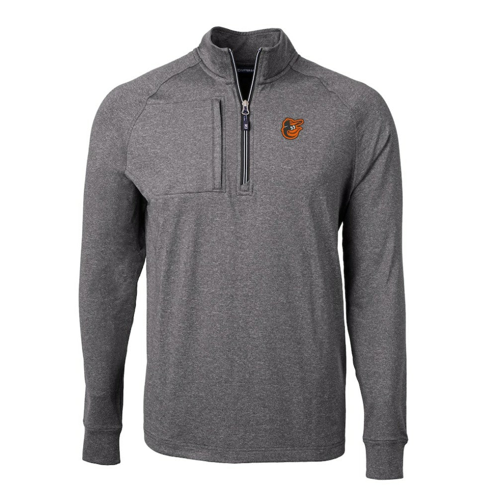 Baltimore Orioles Cutter & Buck Adapt Eco Knit Stretch Recycled Quarter-Zip Pullover Top Heather Black