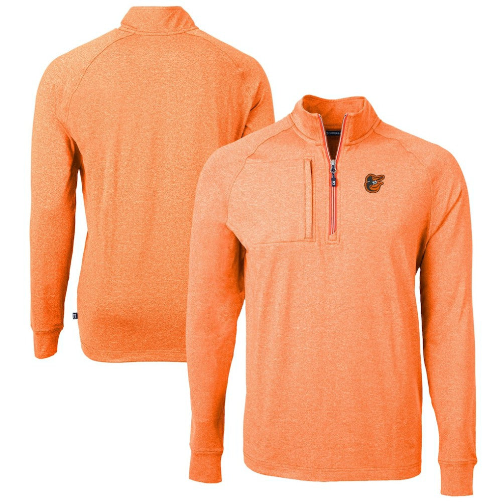 Baltimore Orioles Cutter & Buck Adapt Eco Knit Stretch Recycled Quarter-Zip Pullover Top Heather Orange