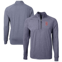 Boston Red Sox Cutter & Buck Adapt Eco Knit Stretch Recycled Quarter-Zip Pullover Top Heather Navy