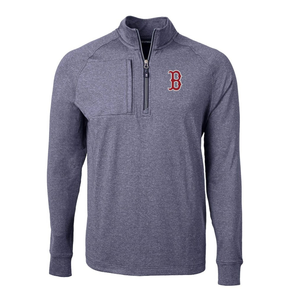 Boston Red Sox Cutter & Buck Adapt Eco Knit Stretch Recycled Quarter-Zip Pullover Top Heather Navy