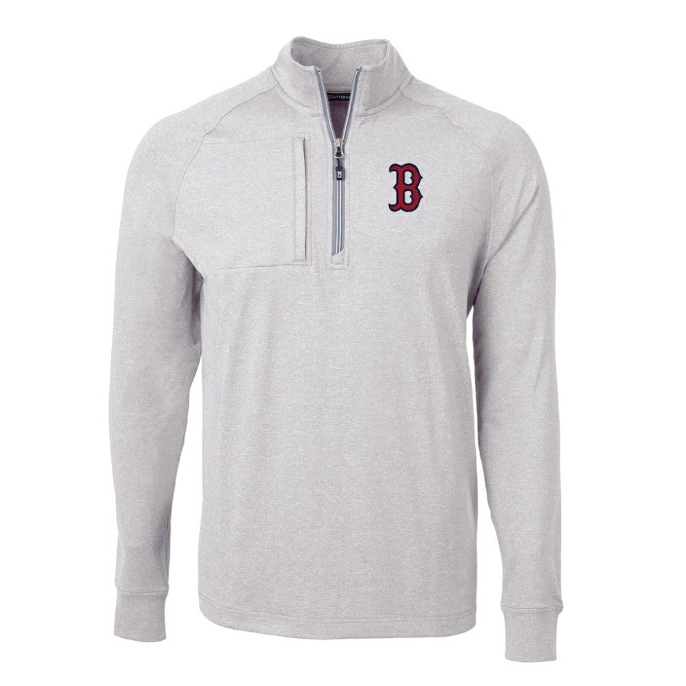 Boston Red Sox Cutter & Buck Adapt Eco Knit Stretch Recycled Quarter-Zip Pullover Top Heather Gray