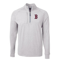 Boston Red Sox Cutter & Buck Adapt Eco Knit Stretch Recycled Quarter-Zip Pullover Top Heather Gray