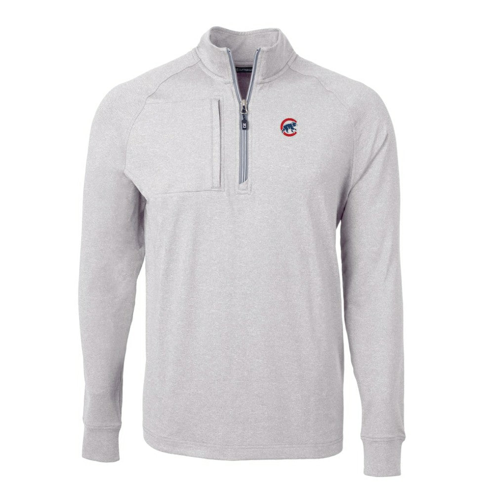 Chicago Cubs Cutter & Buck Adapt Eco Knit Stretch Recycled Quarter-Zip Pullover Top Heather Gray