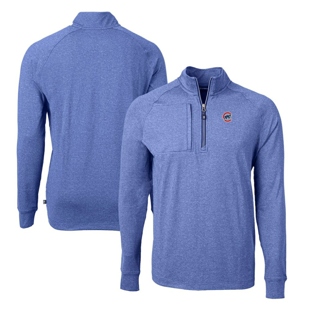 Chicago Cubs Cutter & Buck Adapt Eco Knit Stretch Recycled Quarter-Zip Pullover Top Heather Royal