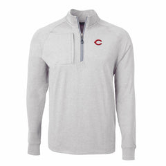 Cincinnati Reds Cutter & Buck Adapt Eco Knit Stretch Recycled Quarter-Zip Pullover Top Heather Gray