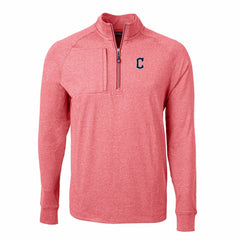 Cleveland Guardians Cutter & Buck Adapt Eco Knit Stretch Recycled Quarter-Zip Pullover Top Heather Red