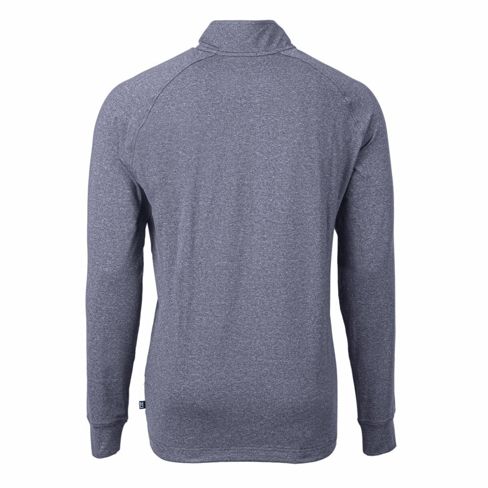 Cleveland Guardians Cutter & Buck Adapt Eco Knit Stretch Recycled Quarter-Zip Pullover Top Heather Navy