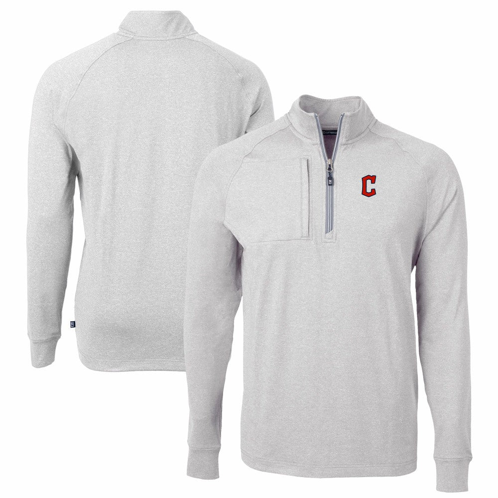 Cleveland Guardians Cutter & Buck Adapt Eco Knit Stretch Recycled Quarter-Zip Pullover Top Heather Gray