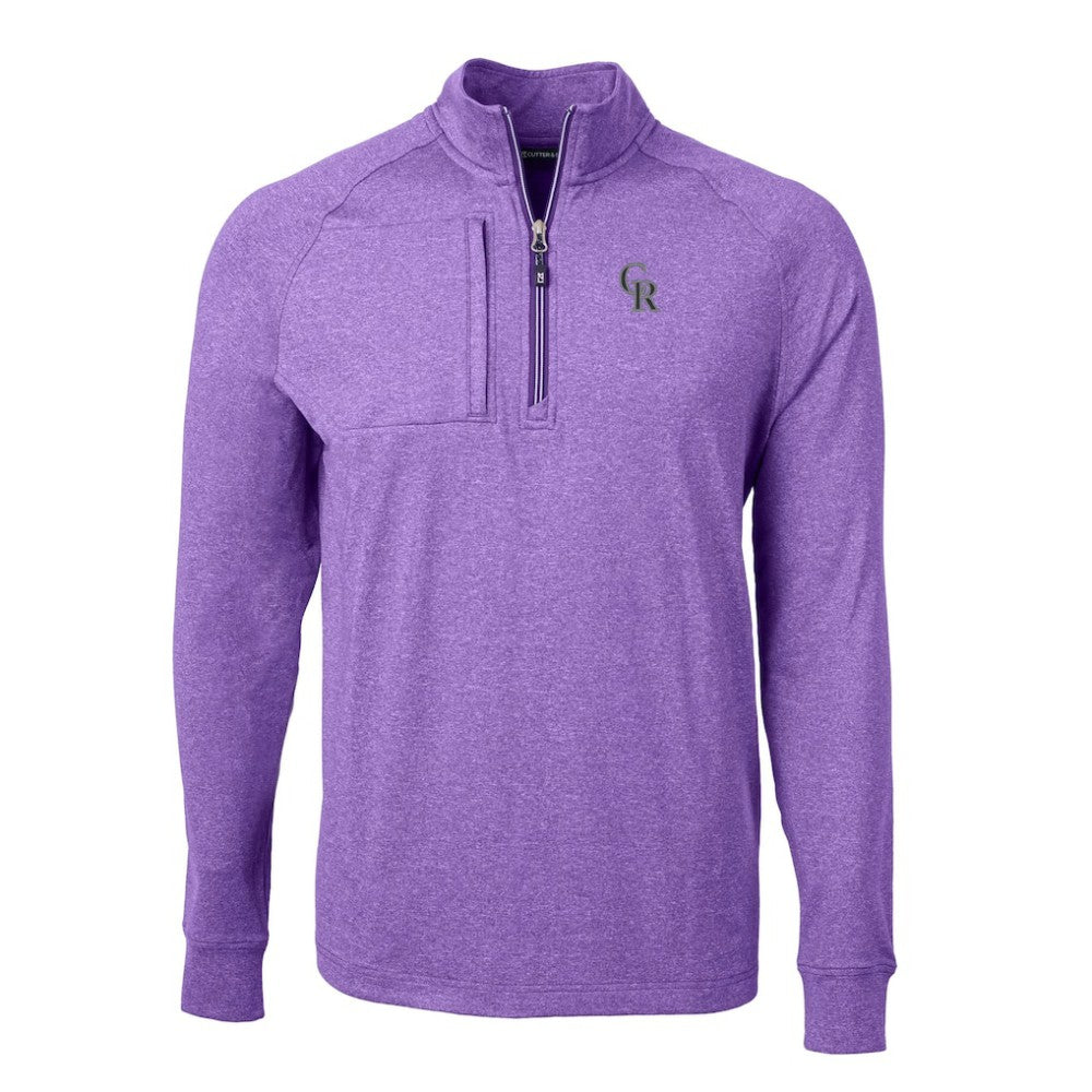 Colorado Rockies Cutter & Buck Adapt Eco Knit Stretch Recycled Quarter-Zip Pullover Top Heather Purple