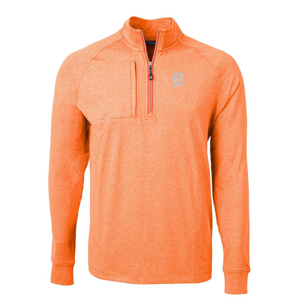Detroit Tigers Cutter & Buck Adapt Eco Knit Stretch Recycled Quarter-Zip Pullover Top Heather Orange
