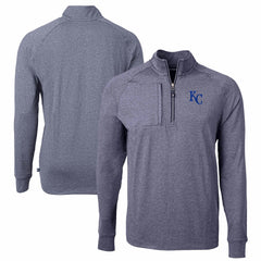 Kansas City Royals Cutter & Buck Adapt Eco Knit Stretch Recycled Quarter-Zip Pullover Top Heather Navy