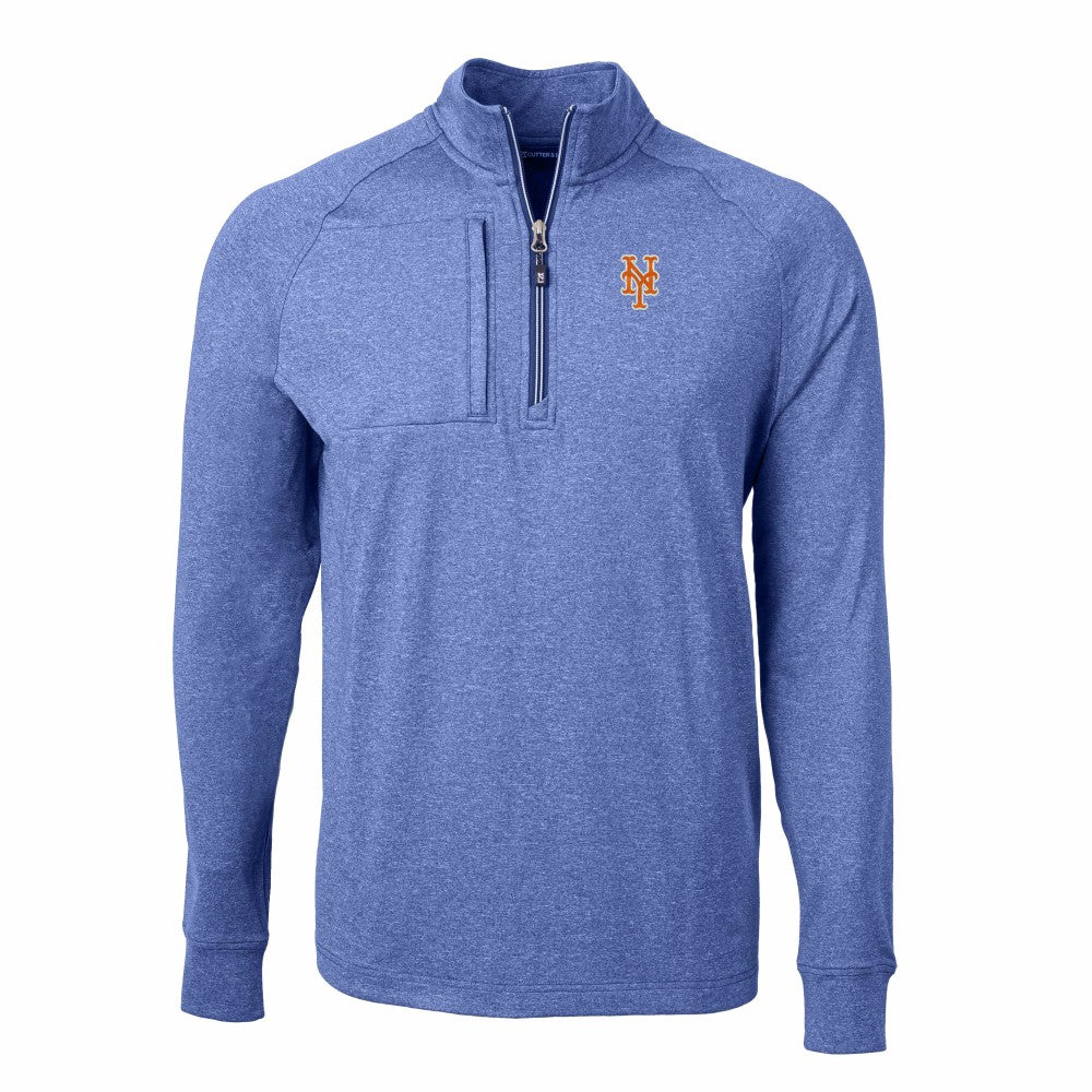 New York Mets Cutter & Buck Adapt Eco Knit Stretch Recycled Quarter-Zip Pullover Top Heather Royal