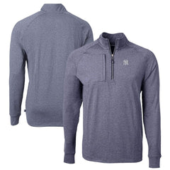 New York Yankees Cutter & Buck Adapt Eco Knit Stretch Recycled Quarter-Zip Pullover Top Heather Navy
