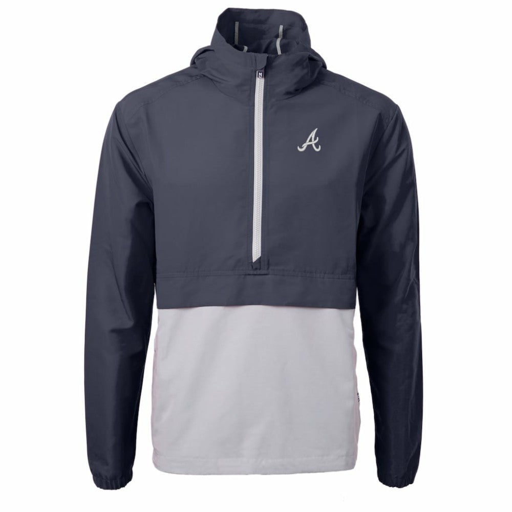 Atlanta Braves Cutter & Buck Charter Eco Recycled Half-Zip Anorak Jacket Navy/Gray