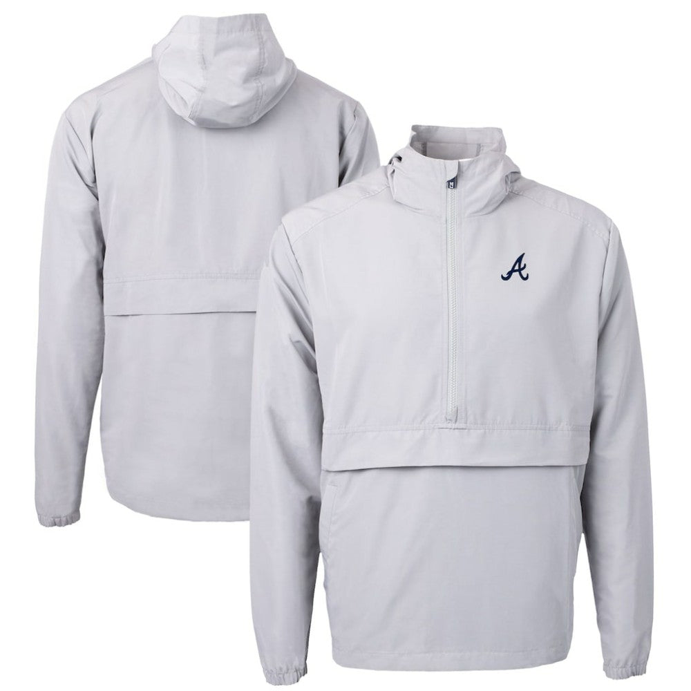 Atlanta Braves Cutter & Buck Charter Eco Recycled Half-Zip Anorak Jacket Gray