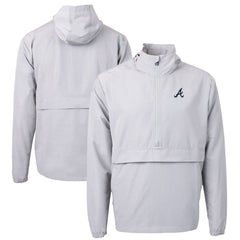 Atlanta Braves Cutter & Buck Charter Eco Recycled Half-Zip Anorak Jacket Gray