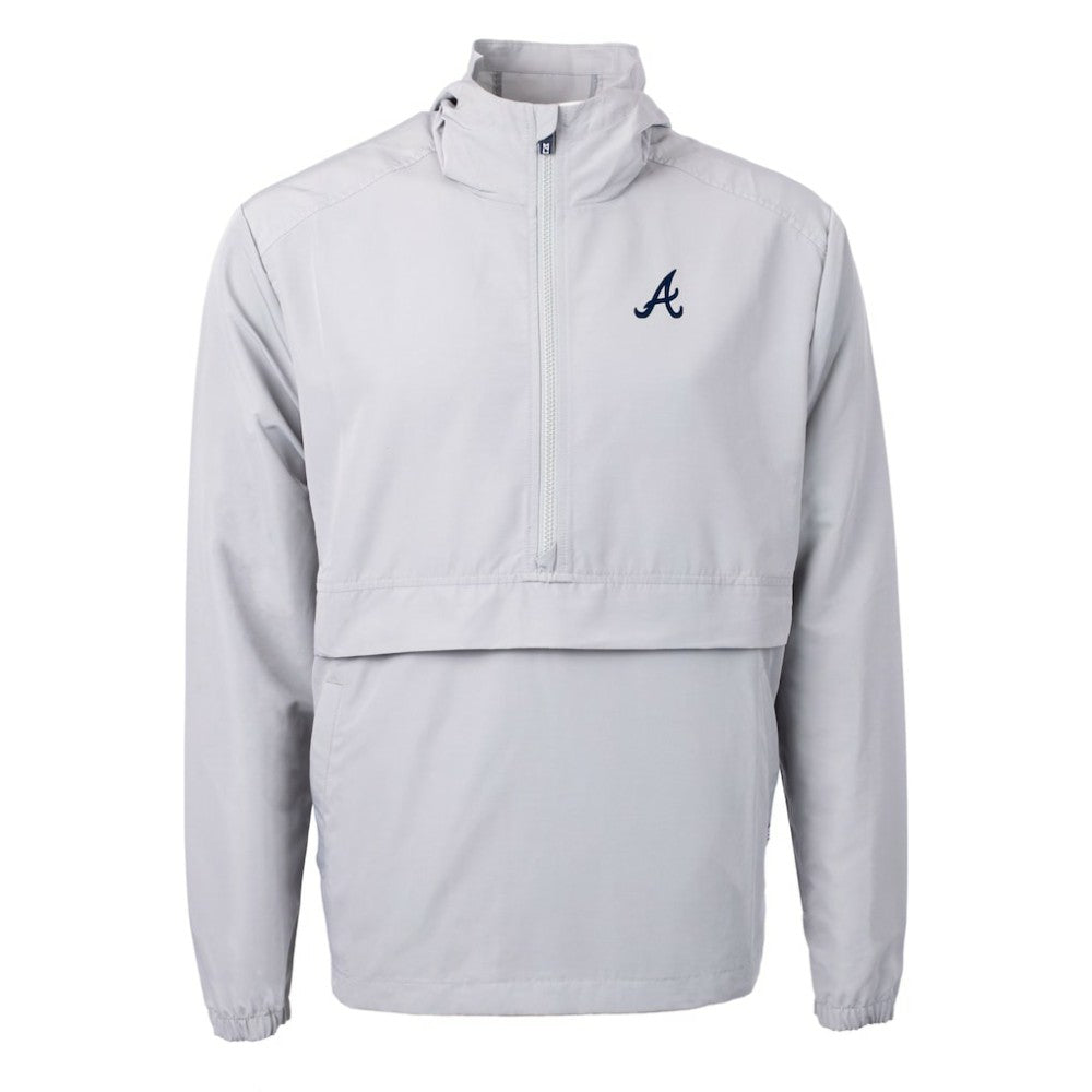 Atlanta Braves Cutter & Buck Charter Eco Recycled Half-Zip Anorak Jacket Gray