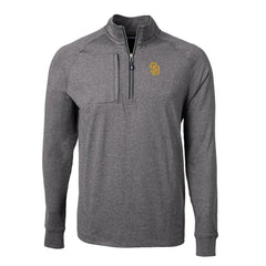 San Diego Padres Cutter & Buck Adapt Eco Knit Stretch Recycled Quarter-Zip Pullover Top Heather Black