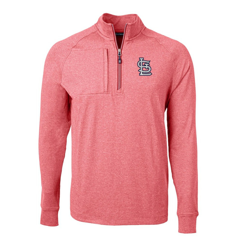 St. Louis Cardinals Cutter & Buck Adapt Eco Knit Stretch Recycled Quarter-Zip Pullover Top Heather Red