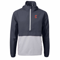 Cleveland Guardians Cutter & Buck Charter Eco Recycled Half-Zip Anorak Jacket Navy/Gray