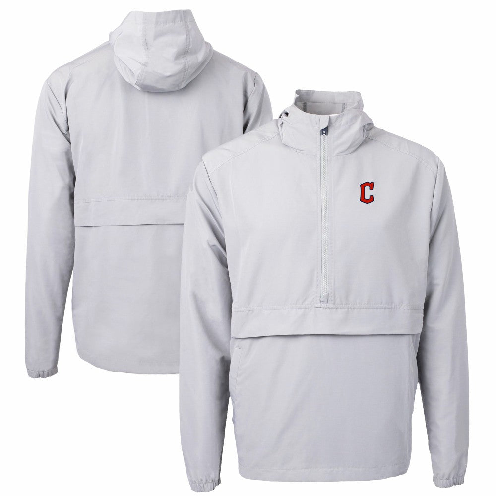 Cleveland Guardians Cutter & Buck Charter Eco Recycled Half-Zip Anorak Jacket Gray