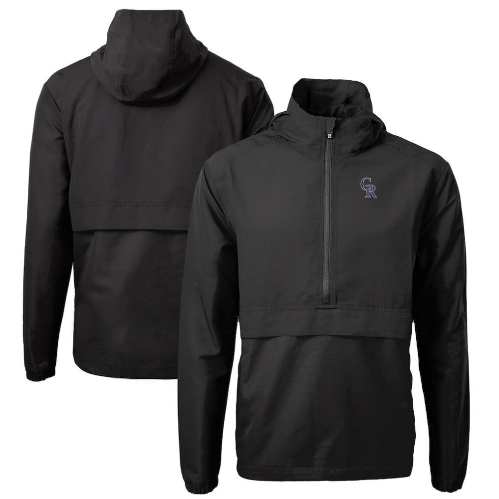 Colorado Rockies Cutter & Buck Charter Eco Recycled Half-Zip Anorak Jacket Black
