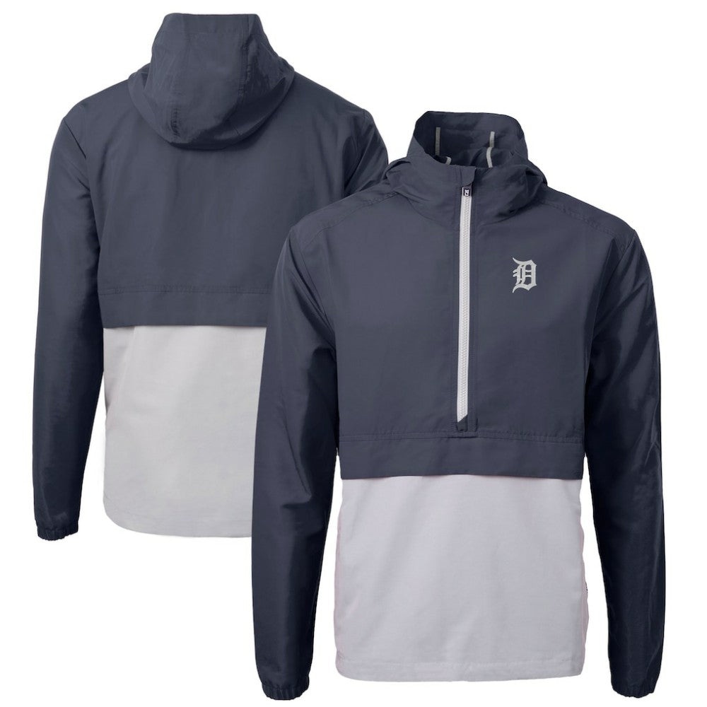 Detroit Tigers Cutter & Buck Charter Eco Recycled Half-Zip Anorak Jacket Navy/Gray