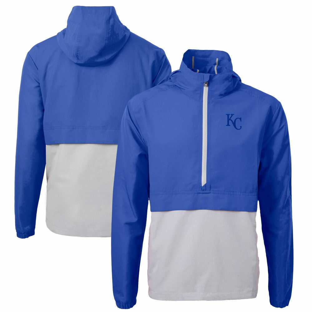 Kansas City Royals Cutter & Buck Charter Eco Recycled Half-Zip Anorak Jacket Royal/Gray