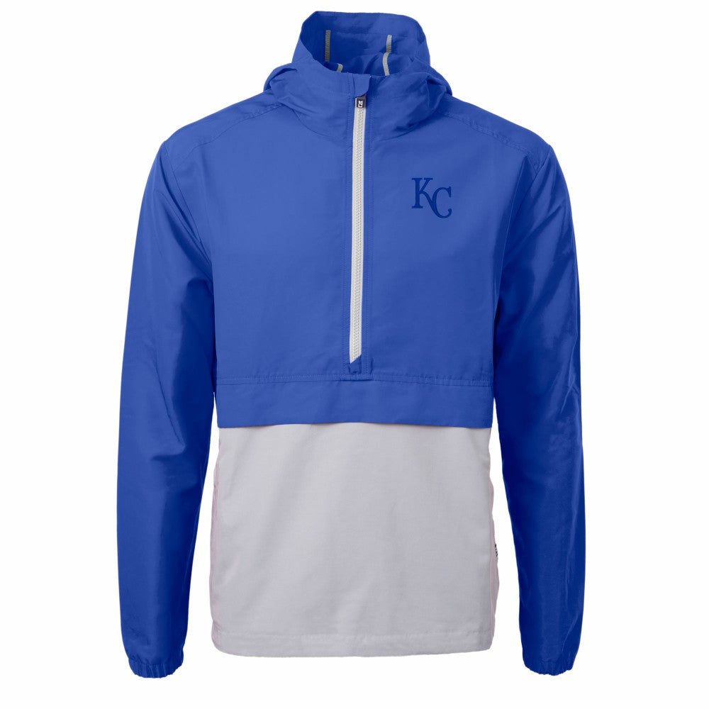 Kansas City Royals Cutter & Buck Charter Eco Recycled Half-Zip Anorak Jacket Royal/Gray