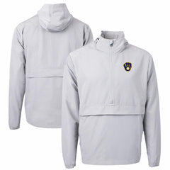 Milwaukee Brewers Cutter & Buck Charter Eco Recycled Half-Zip Anorak Jacket Gray