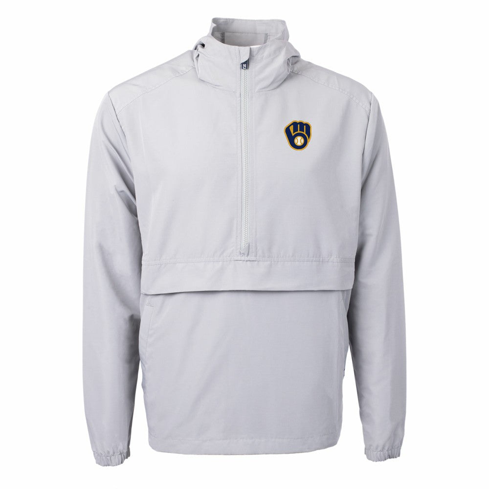 Milwaukee Brewers Cutter & Buck Charter Eco Recycled Half-Zip Anorak Jacket Gray