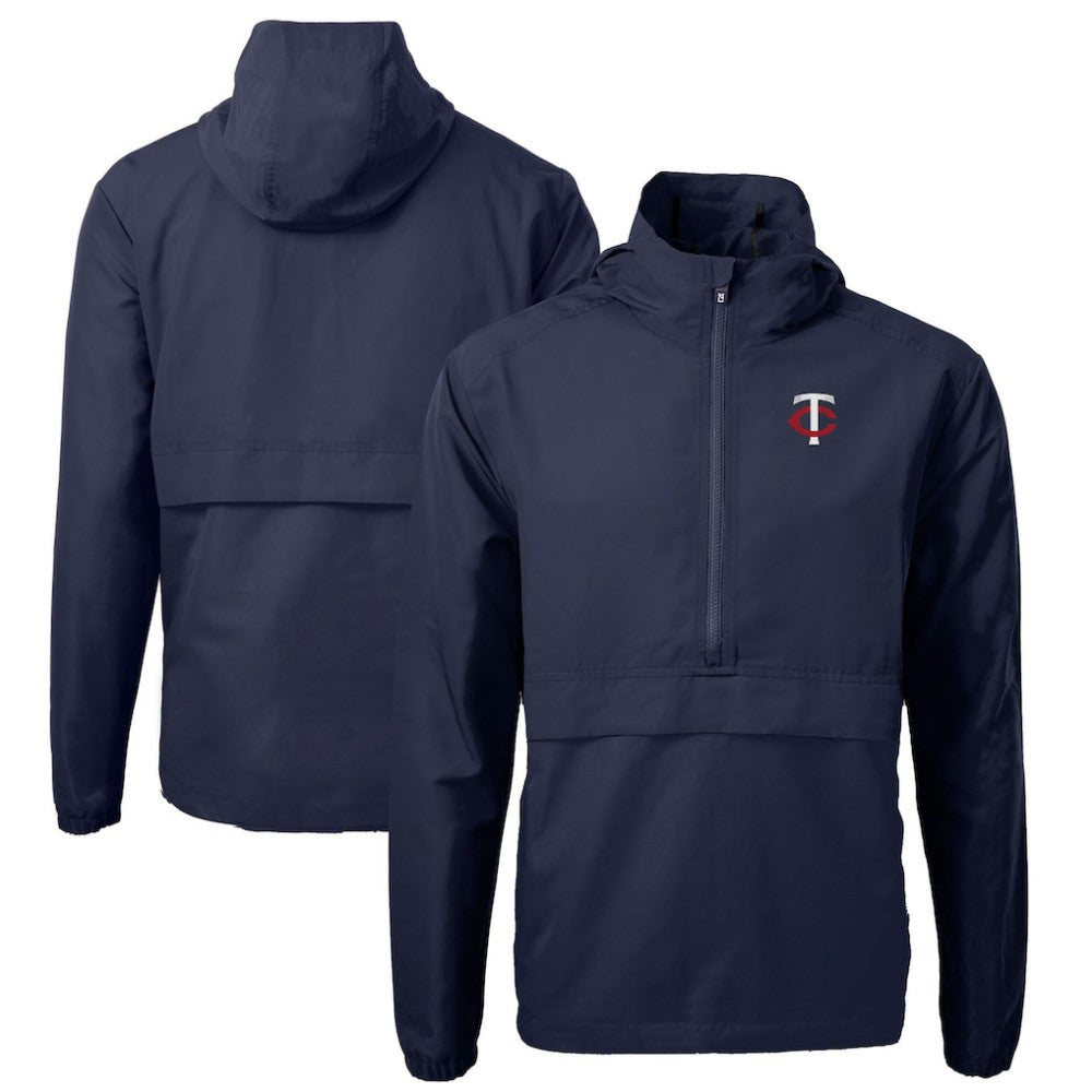Minnesota Twins Cutter & Buck Charter Eco Recycled Half-Zip Anorak Jacket Navy
