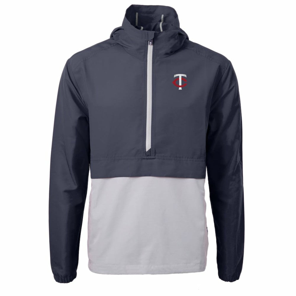 Minnesota Twins Cutter & Buck Charter Eco Recycled Half-Zip Anorak Jacket Navy/Gray